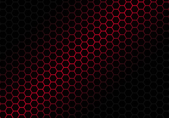Abstract Red Light Hexagon Line in Grey Modern Luxury Futuristic Background