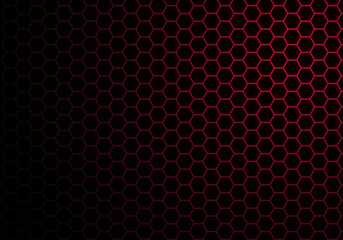 Abstract Red Light Hexagon Line in Grey Modern Luxury Futuristic Background