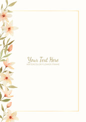 Hand painted of flower watercolor as background frame.