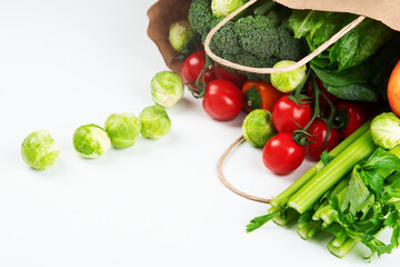 Raw vegetables on light background.