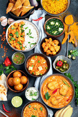Assorted indian food. Indian cuisine.