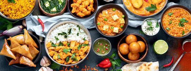 Assorted indian food. Indian cuisine.