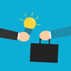 professional man holding a light bulb. vector illustration of ideas exchanged for money. suitable for simple business illustration