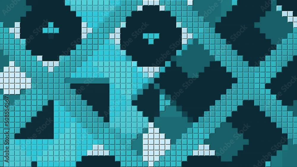 Poster abstract colorful mosaic pattern with rhythmically moving figures. motion. pixelated background with
