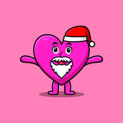 Cute Cartoon mascot character Lovely heart santa claus character christmas in modern design style 