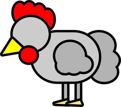 Hen Chicken Icon Illustration Symbolize Brave, Respectful, Good For Element Design Ui, Presentation 