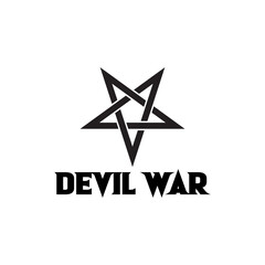 PENTAGRAM DEVIL WARRIOR LOGO DESIGN TEMPLET