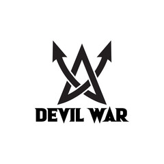 PENTAGRAM DEVIL WARRIOR LOGO DESIGN TEMPLET