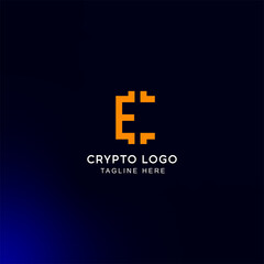 Bitcoin, blockchain, or crypto with e logo concept letter logo Premium Vector