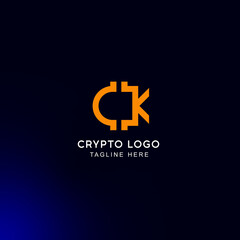 Bitcoin,blockchain or crypto with MEDIA or film logo concept letter logo Premium Vector