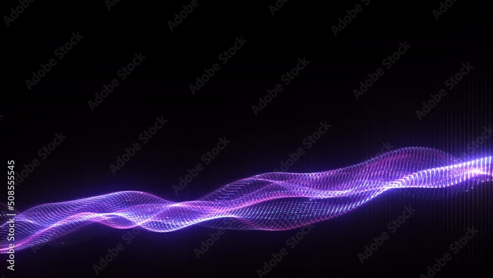 Wall mural abstract seamless loop of mesh glowing neon blue pink dots digital luxurious sparkling wave particle