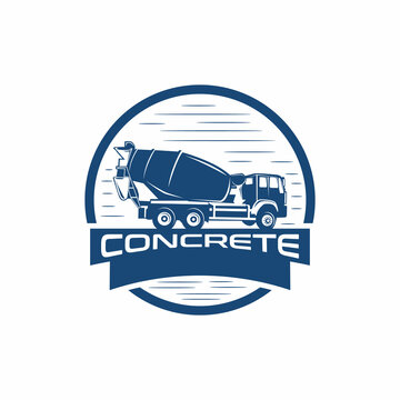 concrete mixer truck, construction vehicle illustration logo vector.