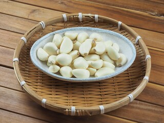 신선한 유기농 채소 마늘, 음식재료 