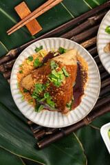 Vegetable zongzi. Vegetarian rice dumpling for Duanwu Dragon Boat Festival food.