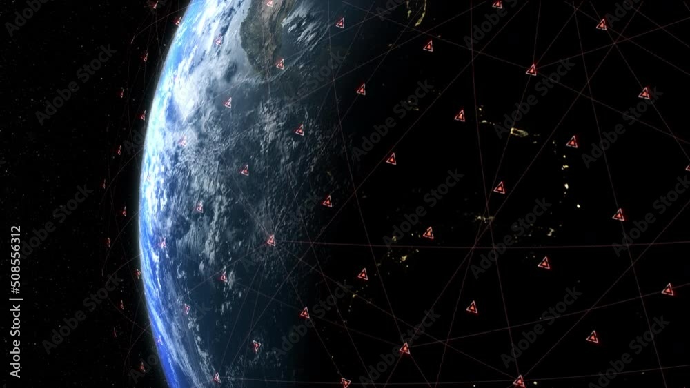 Poster Global Positioning System GPS of navigation satellites or satnav transmit data coverage around planet Earth
World map element of this clip furnished by NASA