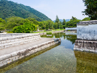 Kikko park near Kintaikyo bridge in Iwakuni town, Yamaguchi prefecture, Japan.