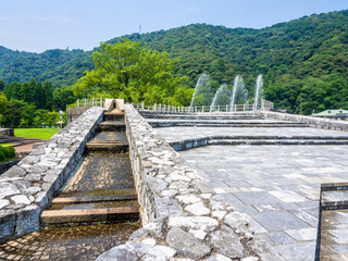 Kikko park near Kintaikyo bridge in Iwakuni town, Yamaguchi prefecture, Japan.