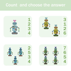 Counting Game for Preschool Children.  Count how many  robots