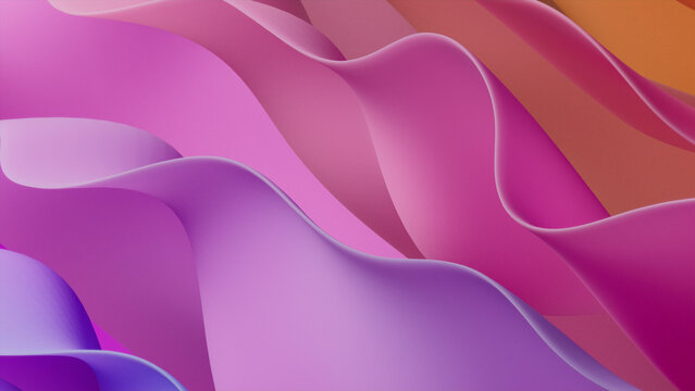 Contemporary 3D Design Background, with Ripple, Abstract Pink and Violet Surfaces. 3D Render.