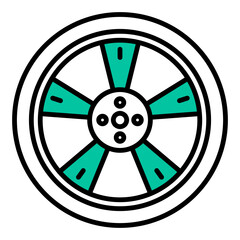car wheel icon on transparent background