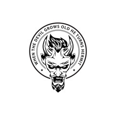 PENTAGRAM DEVIL WARRIOR VINTAGE RETRO GAMING LOGO DESIGN TEMPLET