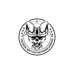 PENTAGRAM DEVIL WARRIOR VINTAGE RETRO GAMING LOGO DESIGN TEMPLET