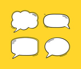 set of speech bubbles with yellow background, set of quote icon