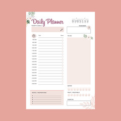 Set of minimalist planners. Daily and monthly planner template. Cute and simple printable to do list. Business organizer page. Paper sheet. Realistic vector illustration.
