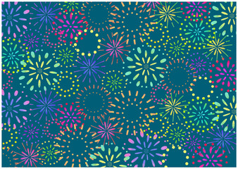 とっても打ち上げ花火な背景　背景ブルー