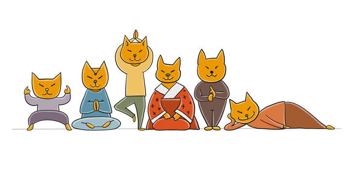 Shiba inu characters, yoga asanas for your design