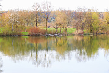 Regensburg, Germany: people are riding the bike on a rural road at sunset along Danube river in Regensburg, Germany, Europe.