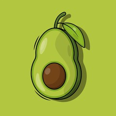 Flat vector of Avocado slice icon illustration