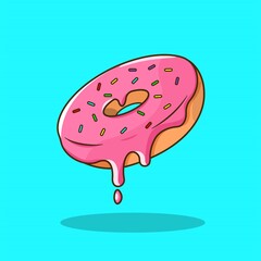 Flat vector of melted doughnut donut icon and illustration