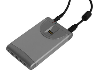 Externe Festplatte HardDrive HDD Gehäuse grau Fingerabdruck Finterprint Scanner  USB-Kabel Stromkabel