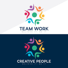 Friendship, unity people care logo, Creative people logo, Teamwork, Connectivity Premium logo template	
