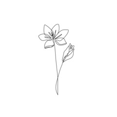 Flower One Line Vector Drawing. Botanical Single Line Art, Aesthetic Contour. Perfect for Home Decor, Wall Art Posters, or t-shirt Print, Mobile Case. Continuous Line Drawing of Simple Flower.	