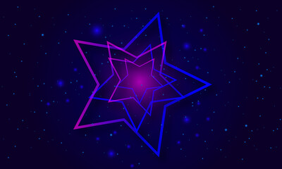 Star on blue background . 