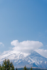 Active Popocatepetl volcano in Puebla Mexico