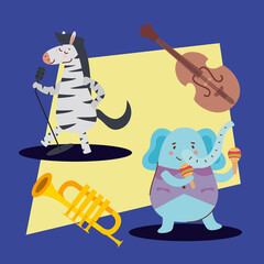 zebra and elephant musicians