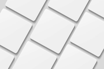 Blank square business card for mockup. 3D Render.
