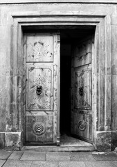 Open wooden door