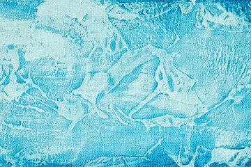 Abstract art background light blue and turquoie colors. Watercolor painting on canvas with cerulean gradient.