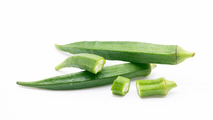 fresh okra isolated on white background