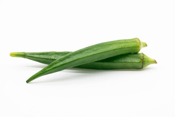 okra also known as Lady Finger isolated on white background