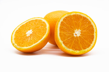 Fresh orange fruit isolated on white background.