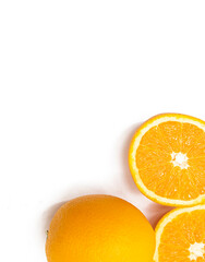 orange fruit slice over on white background.top view