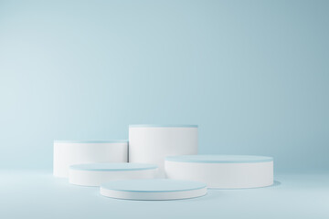 3d background products Show pedestal scenes with geometric platforms white background. with podium. Stand to display cosmetic products on stage. 3d render, 3d illustration