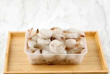Frozen Shrimp on Plastic Clear Box Package