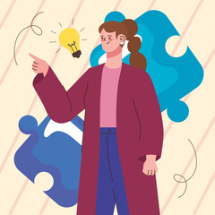 creative woman with puzzle pieces