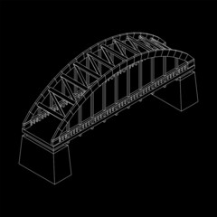 Bridge connection structure. Wireframe low poly mesh